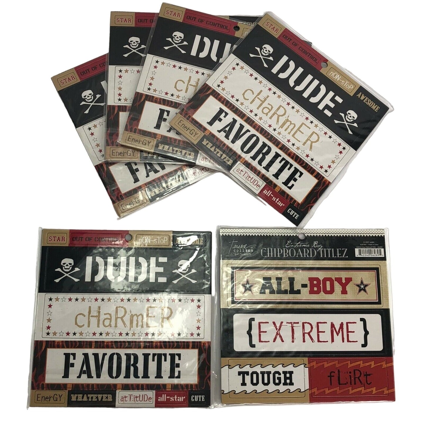 Extreme Boy Chipboard Titlez Stickers Pack Of 6 Scrapbooking Crafting