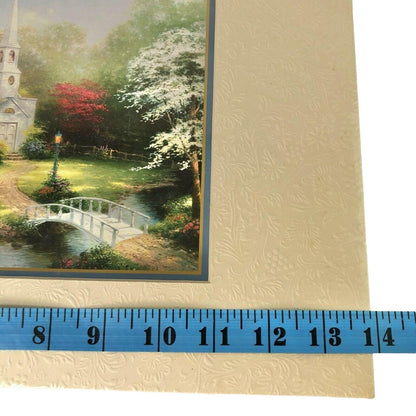Thomas Kinkade 1999 Hometown Chapel Matted 14x11 Print With COA EUC