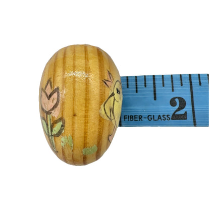 Vintage Handcrafted Wooden Easter Egg Set Hand-Painted Designs 1 in X 1.5 in