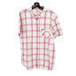 Levis Short Sleeve Shirt Mens L Red and White Plaid Cotton Casual Button Up