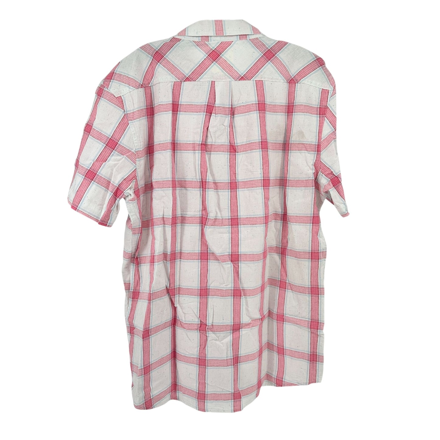 Levis Short Sleeve Shirt Mens L Red and White Plaid Cotton Casual Button Up