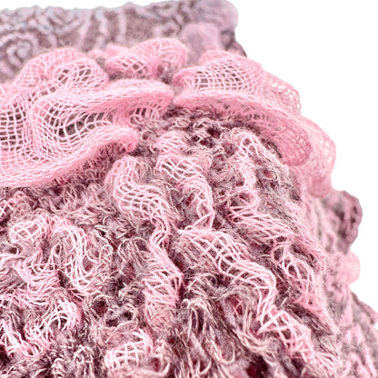 Scarf 82x13 Bamboo Fiber and Acrylic 3D Floral Effect Ombre Coloring Stretchy