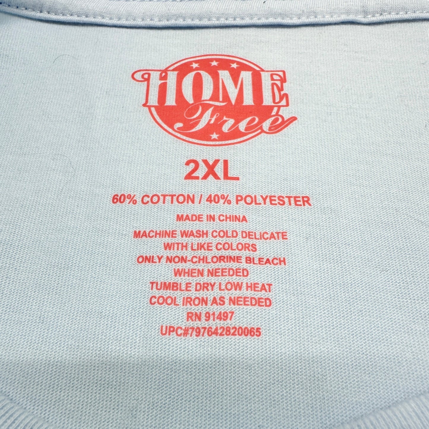 Home Free T-Shirt 2XL Virginia Raised Pale Blue LS Tagless