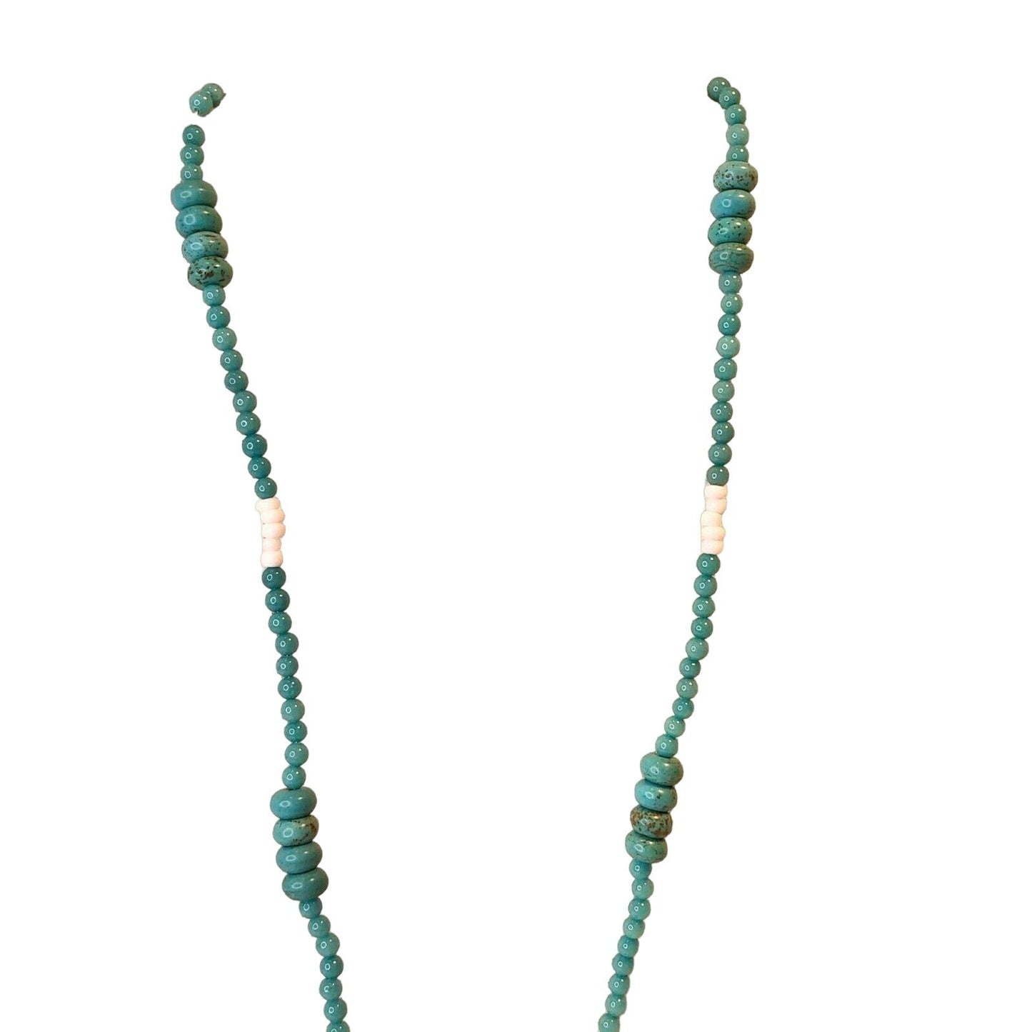 Handcrafted Beaded Necklace Blue Hues and White Beads Pendant Jewelry NEW