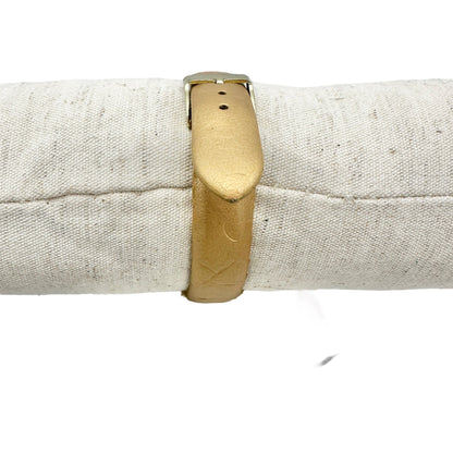 Goldtone Watch with Crystal Accent Faux Leather Gold Buckle Strap