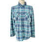 Aeropostale Shirt Womens Medium Blue Plaid Button Front Chest Pockets LS