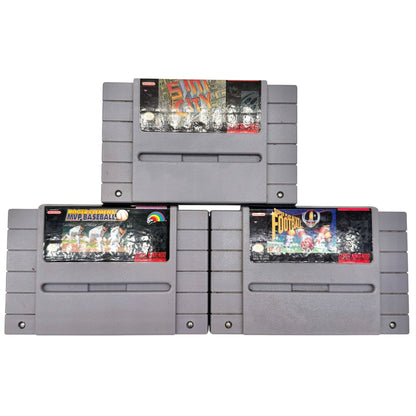 Super Nintendo SNES 3 Game Cartridges Lot 1990s Sim City Baseball Football Games