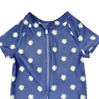 Old Navy 18-24 mos Swimsuit Navy with Daisy Design Full Coverage 3/4 Zip