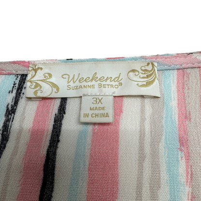 Weekend Suzanne Betro Tunic Top Womens 3X Sleeveless Striped Multicolor Boho
