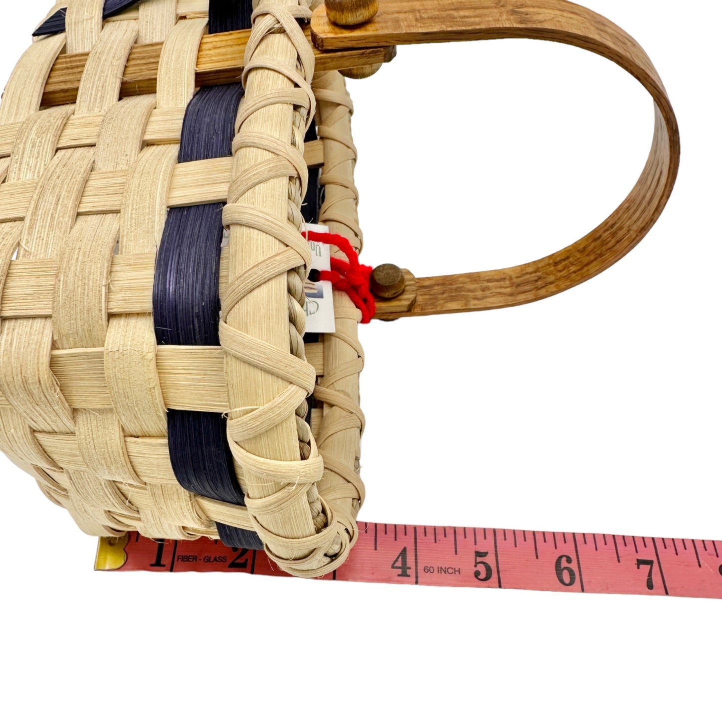Handmade Basket Cookies for Two with Blue Accent Moveable Wooden Handle Small