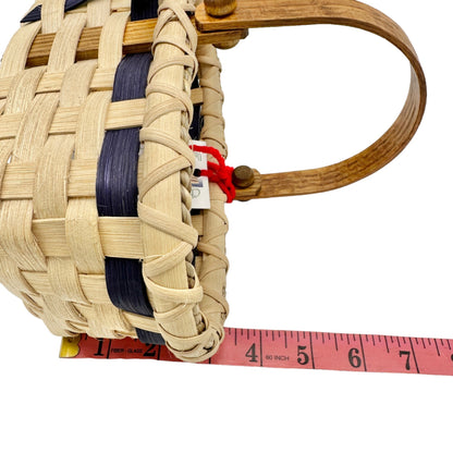 Handmade Basket Cookies for Two with Blue Accent Moveable Wooden Handle Small