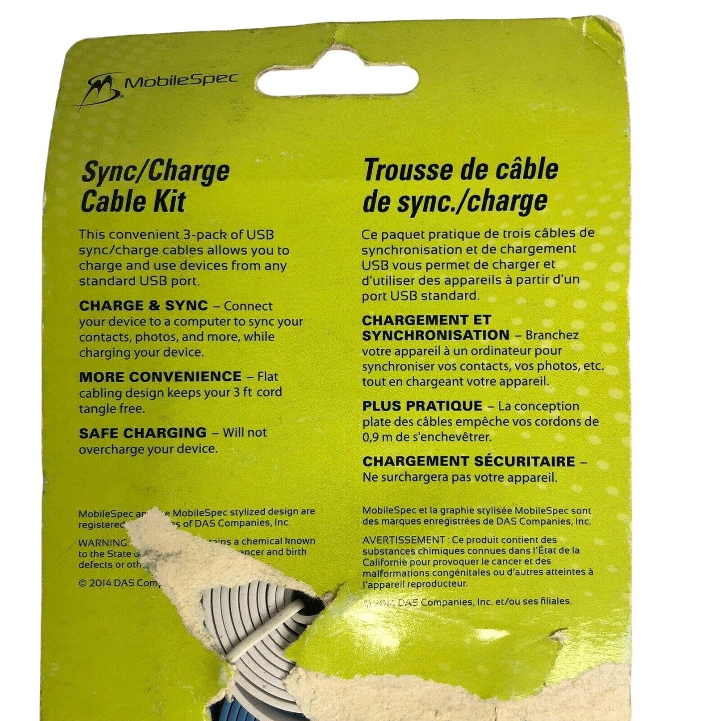 MobileSpec Micro USB 3' Cable Package of 3 NIP Sync Charge Cable Kit