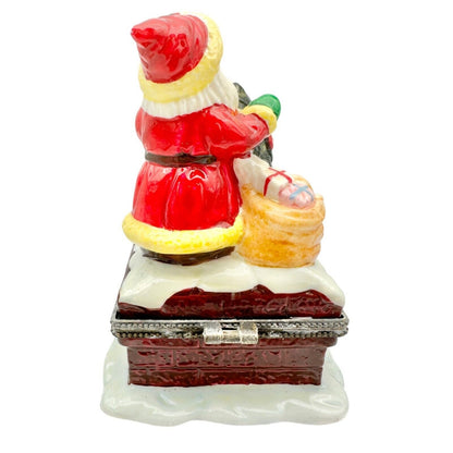 Kurt Adler Christmas Hinged Trinket Boxes Set of 3 Santas Ceramic Each Open