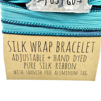 Silk Wrap Bracelet By Clair Ashley JUST GO Inscribed Pure Silk Ribbon