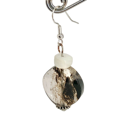 Handcrafted Beaded Earrings Clear Bead w/ Black Smoky Look Versatile Fun NEW