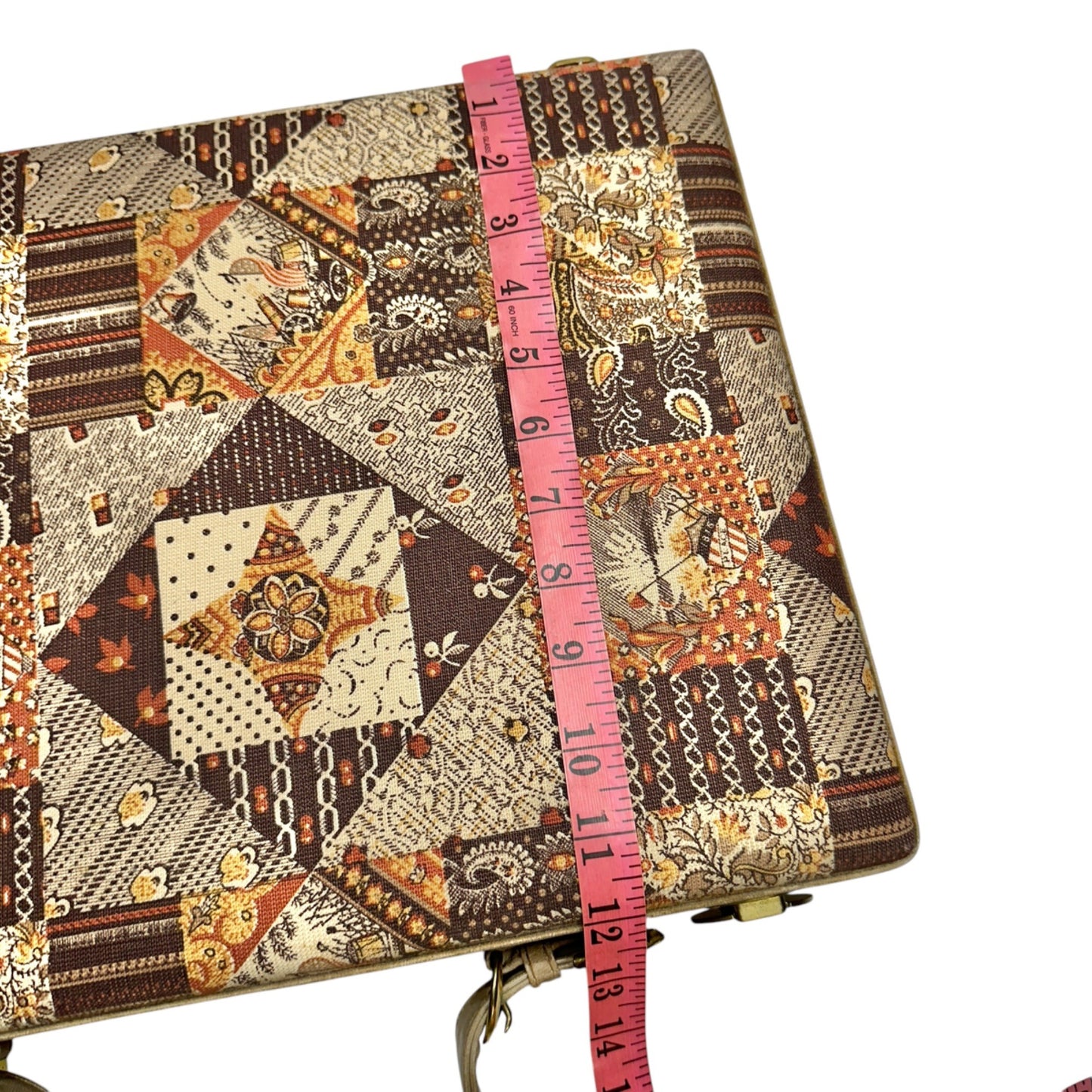 Vintage Patchwork Tapestry Briefcase With Handle Key Lock Keys Included 17x12x3