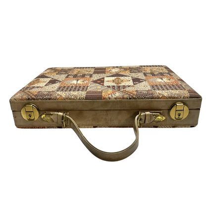 Vintage Patchwork Tapestry Briefcase With Handle Key Lock Keys Included 17x12x3