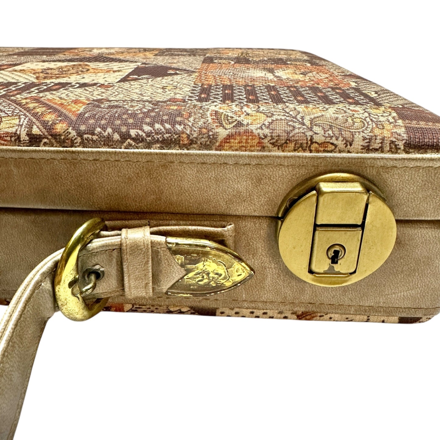 Vintage Patchwork Tapestry Briefcase With Handle Key Lock Keys Included 17x12x3