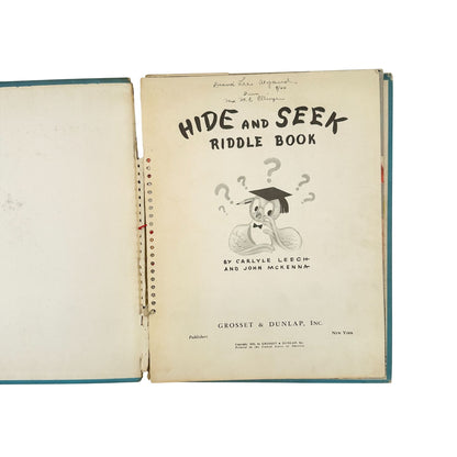 1943 Hide And Seek Riddle Book By Carlyle Leech and John McKenna Vtg Puzzle Book