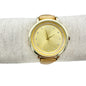 Goldtone Watch with Crystal Accent Faux Leather Gold Buckle Strap