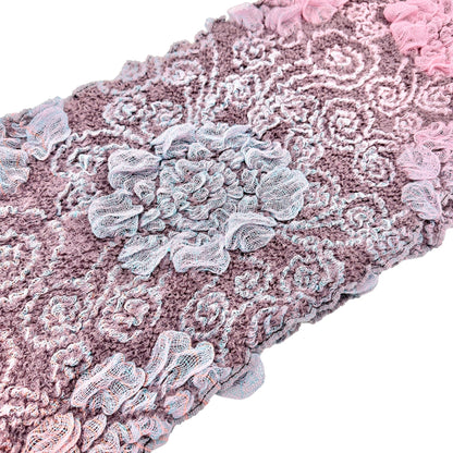 Scarf 82x13 Bamboo Fiber and Acrylic 3D Floral Effect Ombre Coloring Stretchy