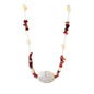 Handcrafted Beaded Necklace White & Pink Stones Large Marbles Beads Texture NEW
