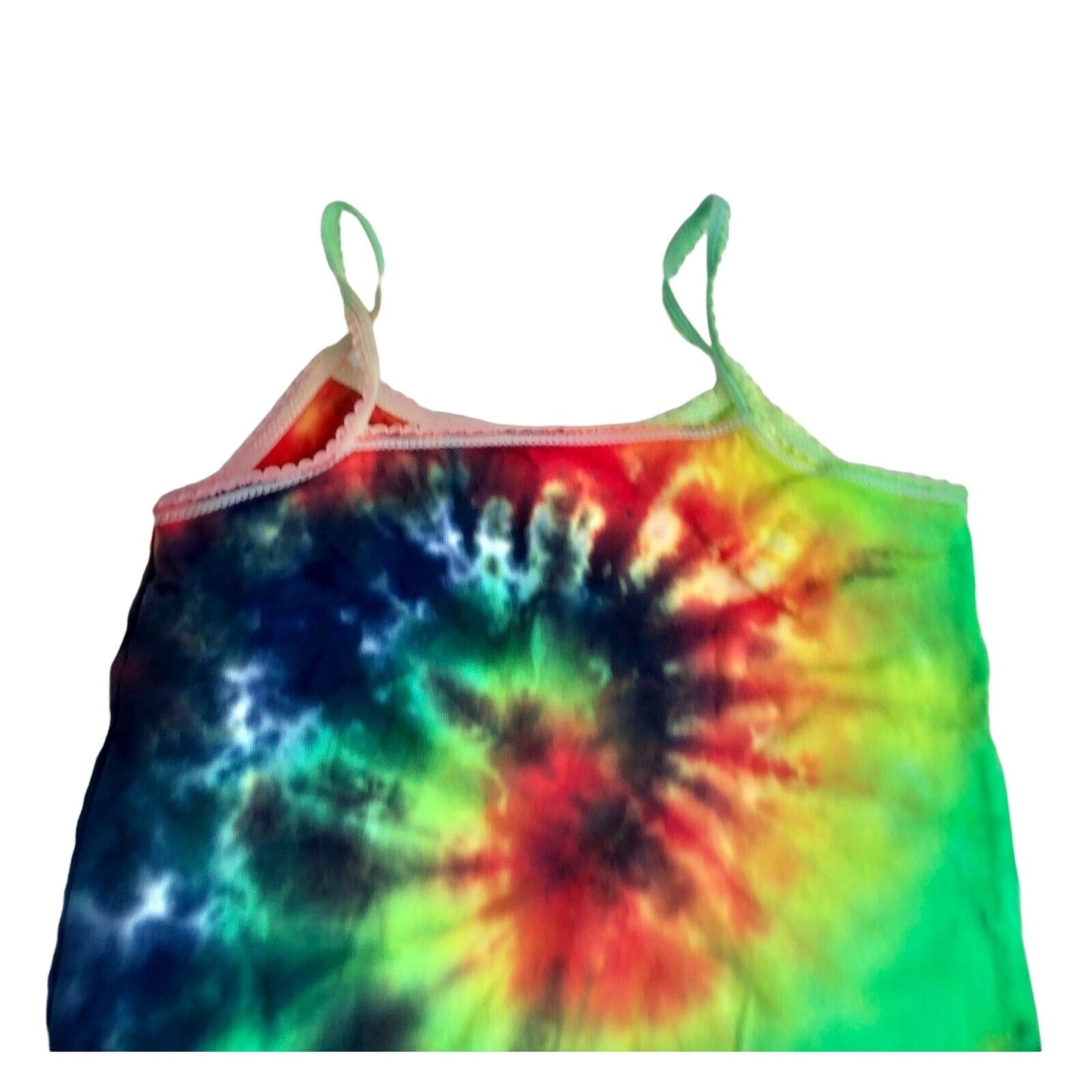 Tie-Dye Cotton Girls Tank Top 2-3T Blue Green Swirl Hand Dyed NEW