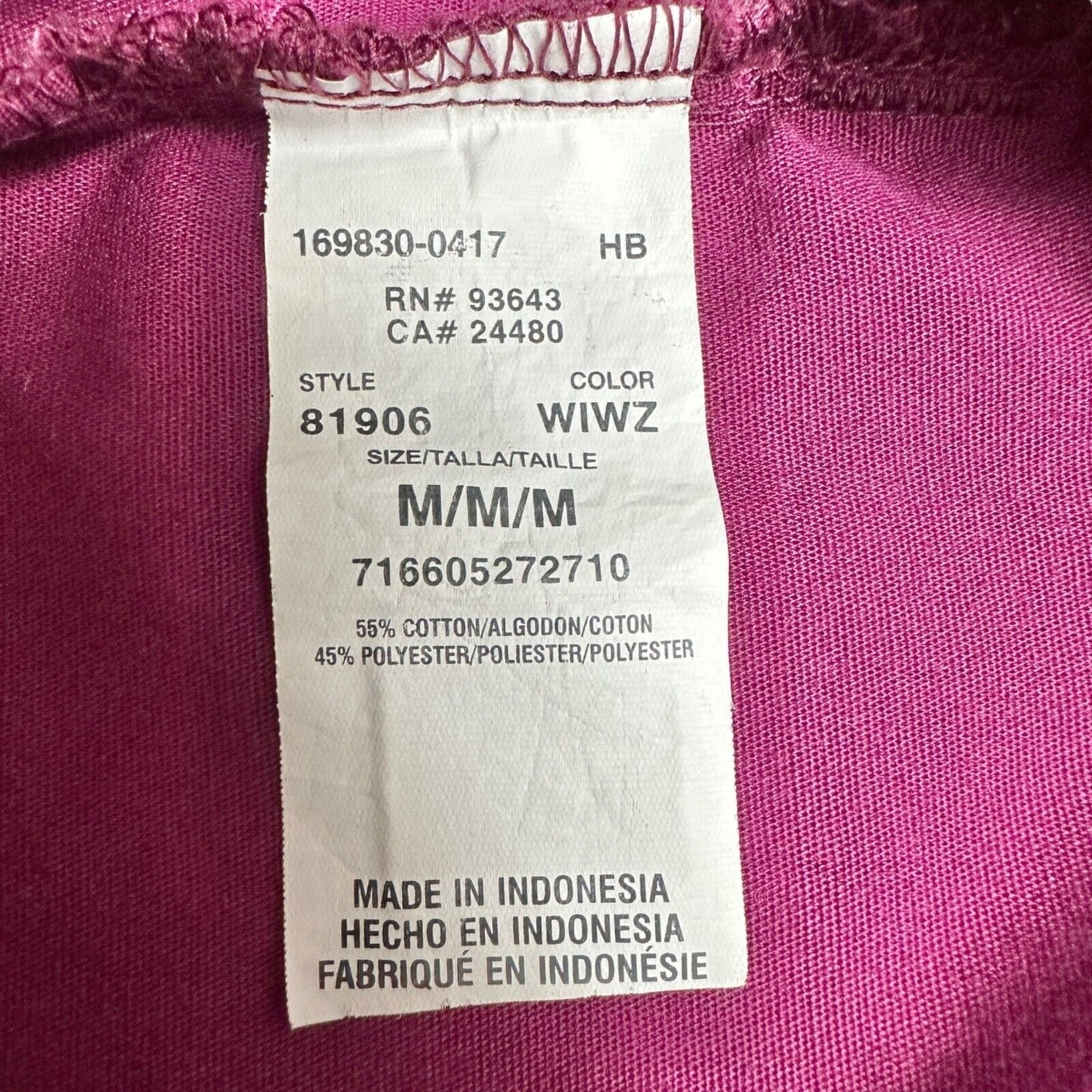 Dickies Women's Scrub Tops M Burgundy SS 5 Pockets V-neck Badge Holder