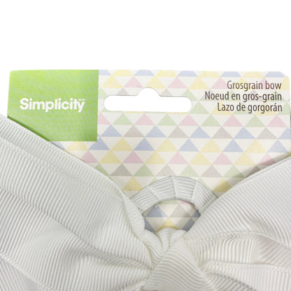 Simplicity Grosgrain Bows Set of 6 White With Heart Clips on Back Hair Packages
