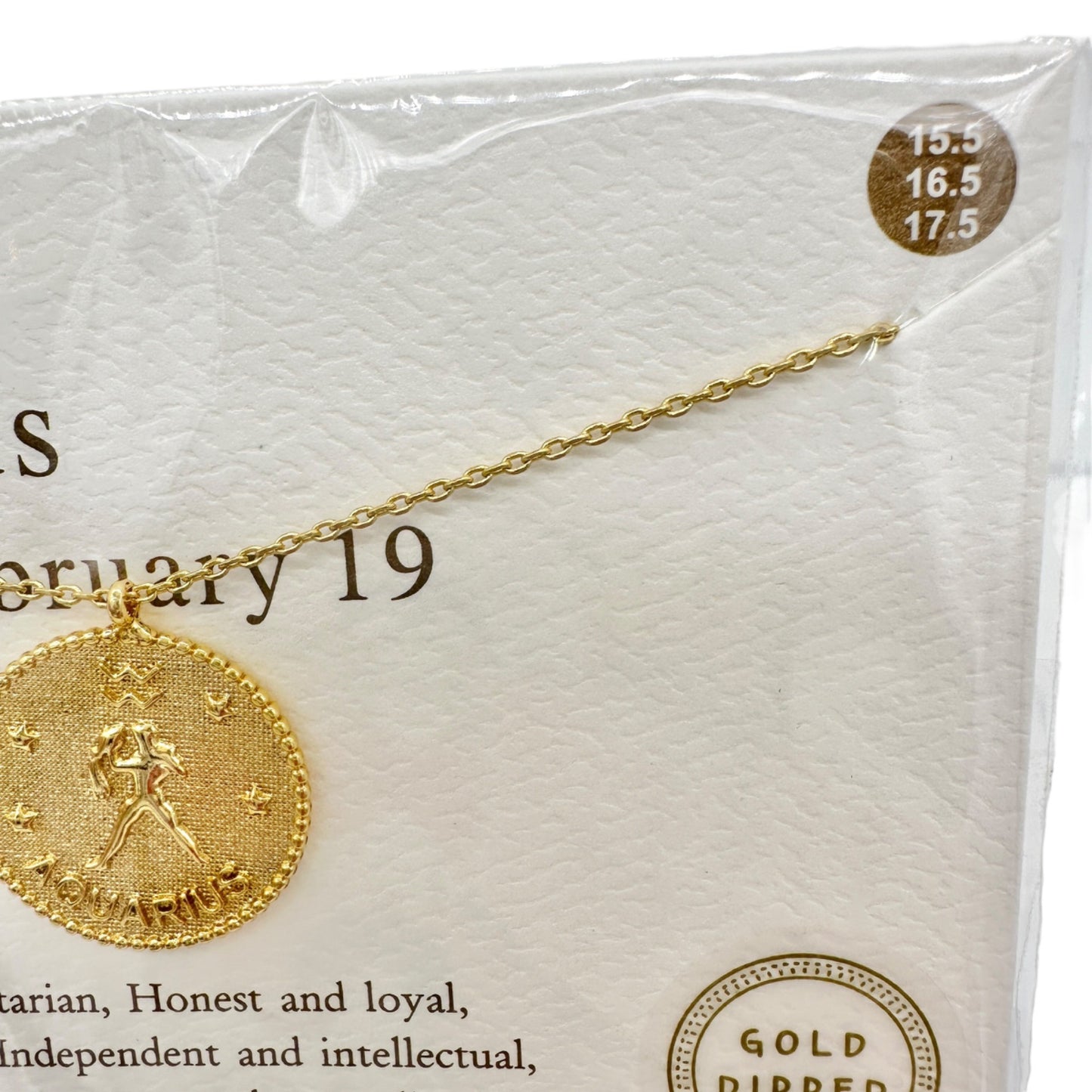 Aquarius Zodiac Symbol Gold Dipped Necklace  January 20 - February 19 NIP