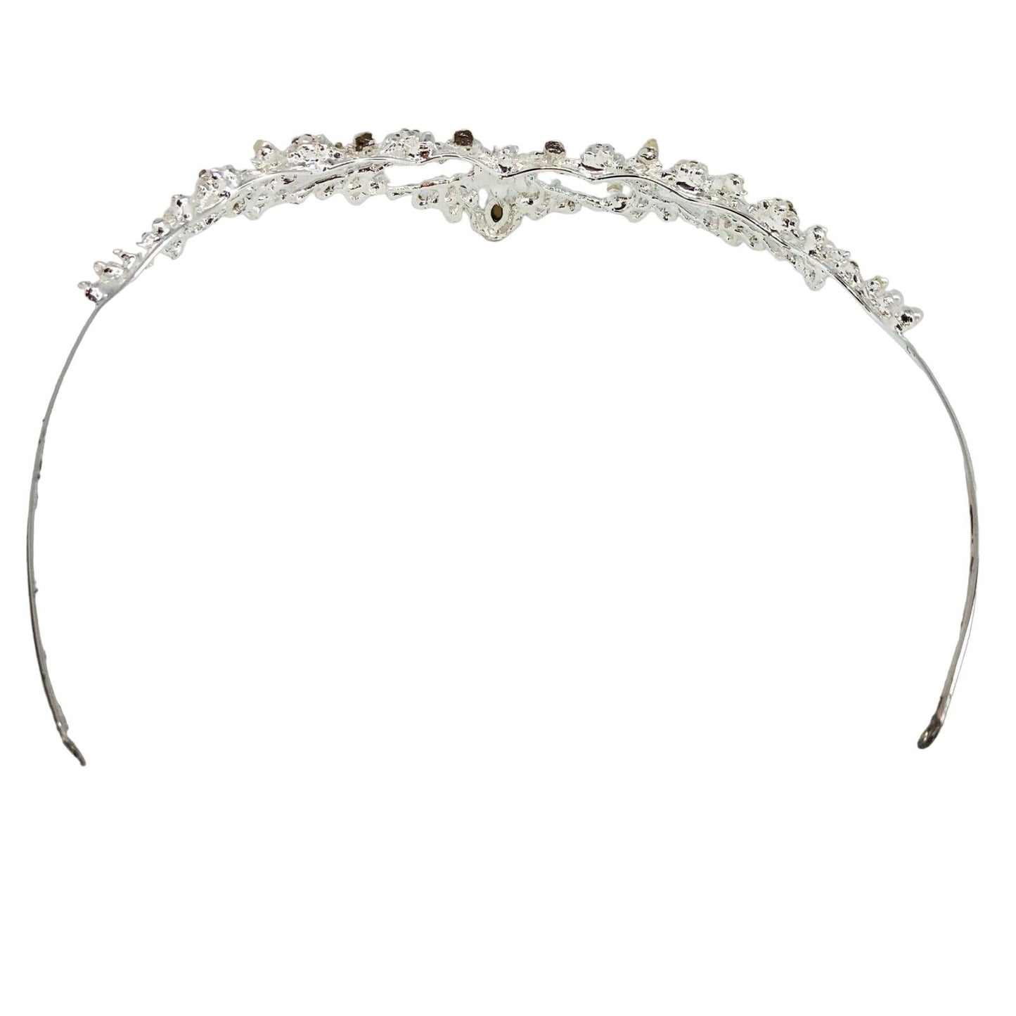 Elegant Wedding Tiara Silver Swarovski Crystals Pearls Bride David's Bridal