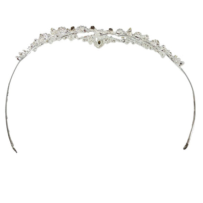 Elegant Wedding Tiara Silver Swarovski Crystals Pearls Bride David's Bridal