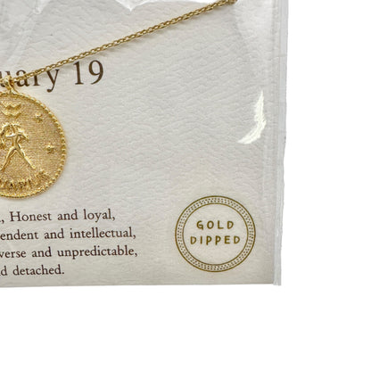 Aquarius Zodiac Symbol Gold Dipped Necklace  January 20 - February 19 NIP