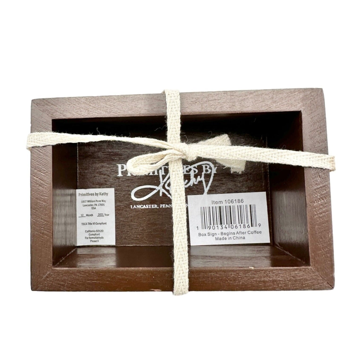 Primitives by Kathy Life Begins After Coffee Box Sign & Socks Gift Set NWT