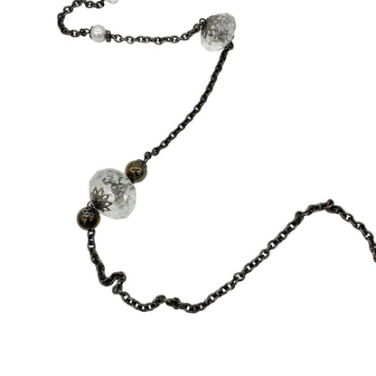 Necklace 30" Extra Long Glass & Metal Wear Multiple Ways Double Triple It