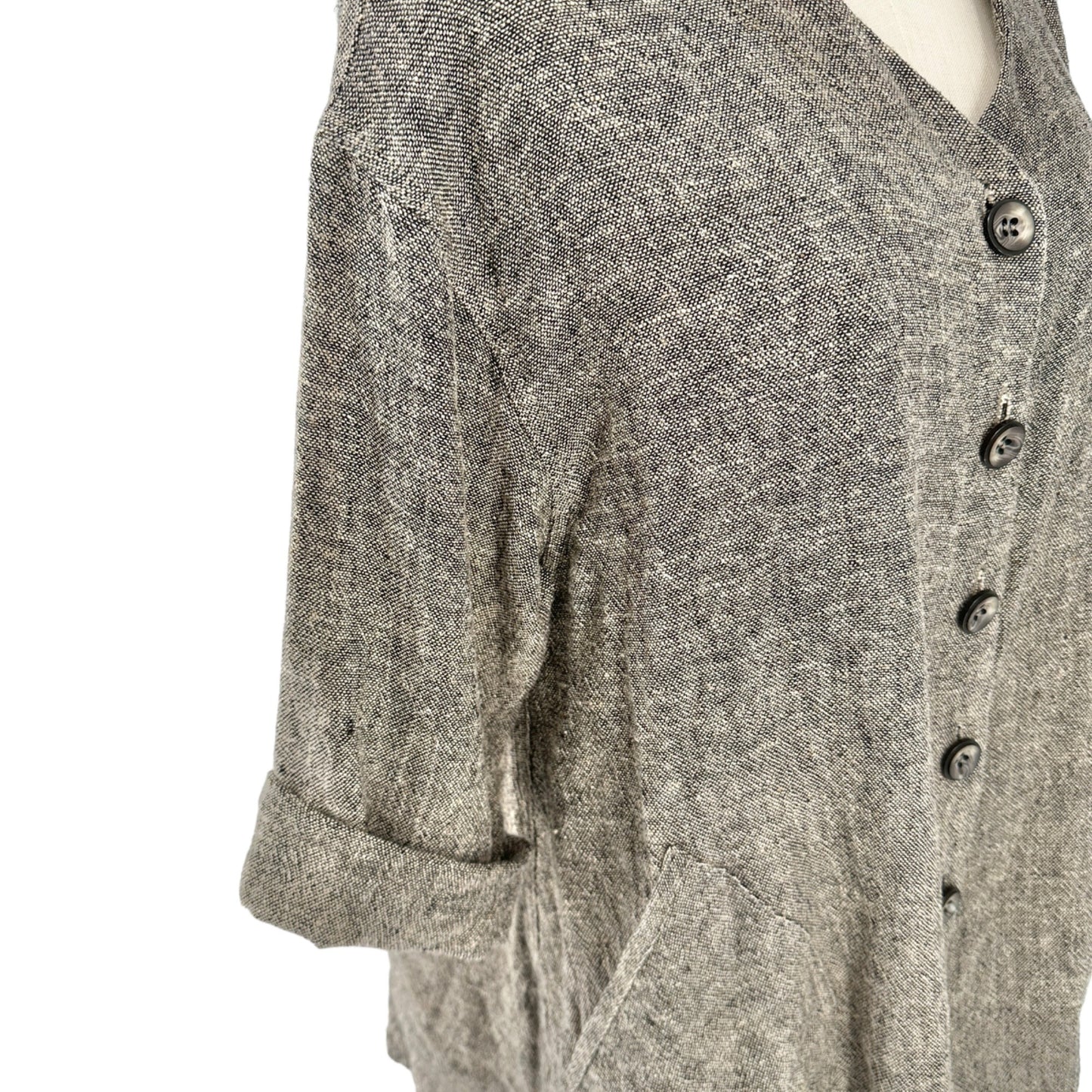 Stijfselkissie Shirt Jacket Womens XS Gray Textured Linen Drape Style Pockets