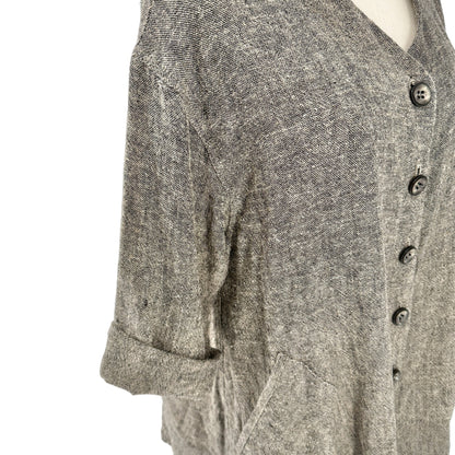 Stijfselkissie Shirt Jacket Womens XS Gray Textured Linen Drape Style Pockets
