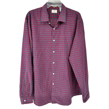 Dockers Mens XL Dress Shirt Classic Fit Stain Defender Plaid Button-Down