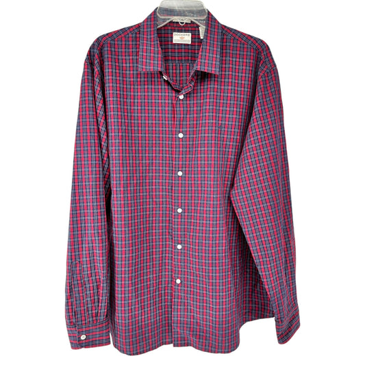 Dockers Mens XL Dress Shirt Classic Fit Stain Defender Plaid Button-Down