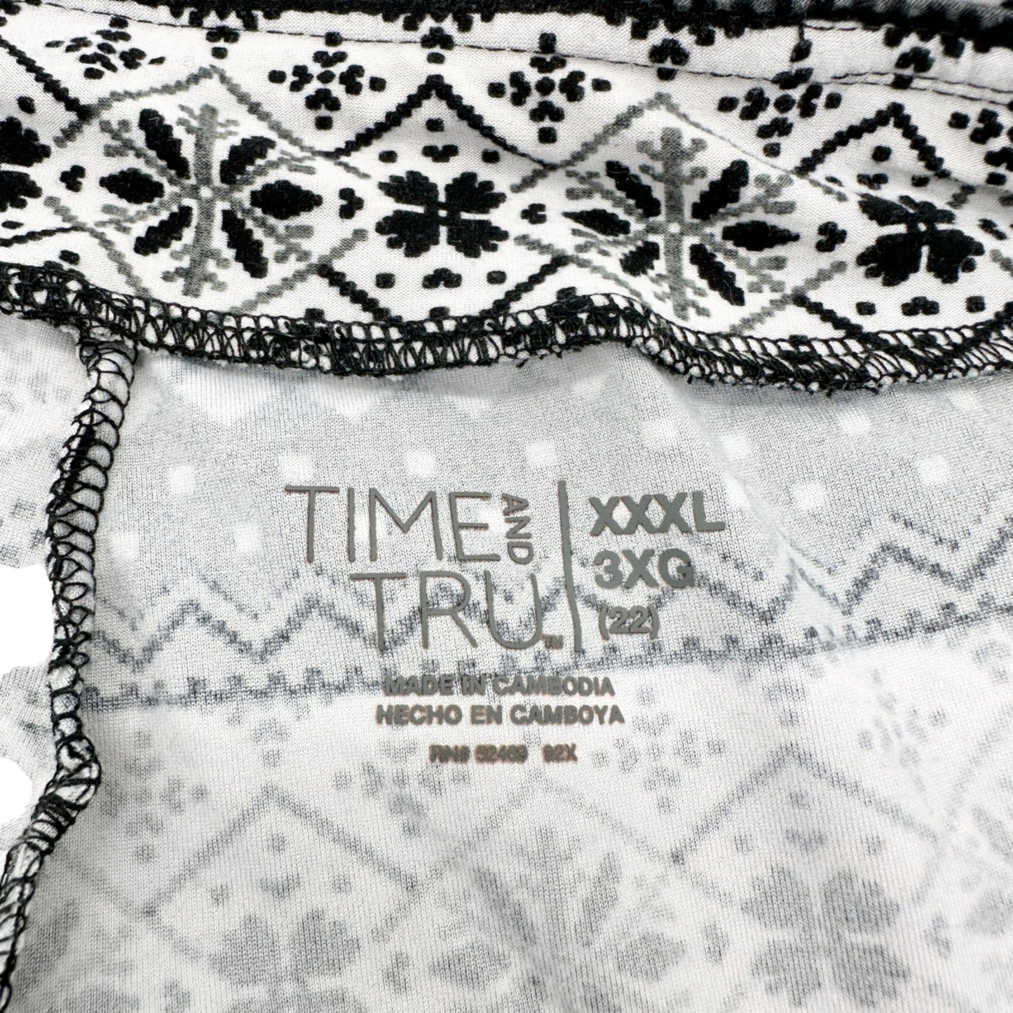 Time And Tru Leggings XXXL 3XG 22 Black White Gray Fair Isle Look