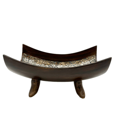 Creativescents Schonwerk Bowl 10 x 5.5 Brown Glass Mosaic Inside With Potpourri