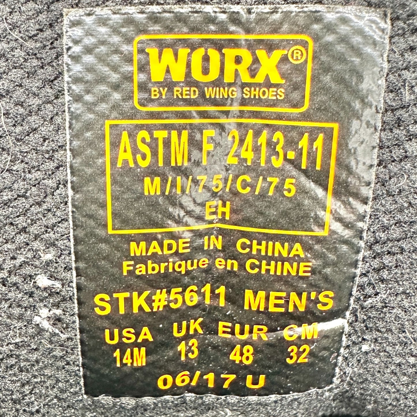 Worx By Red Wing Work Boots Mens Size 14M Black Waterproof Steel Toe Durable