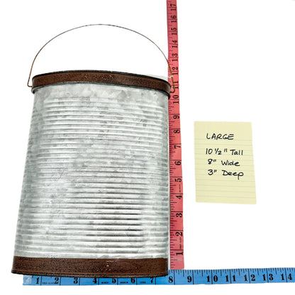 Transpac Galvanized Metal Containers Trio Rustic Oval Design Storage Buckets