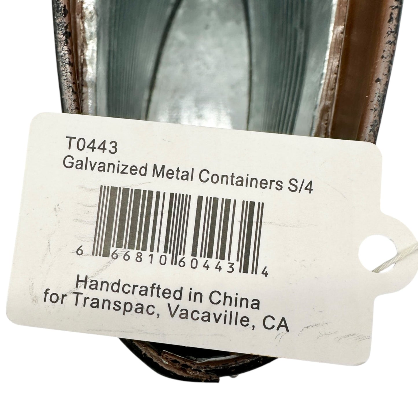 Transpac Galvanized Metal Containers Trio Rustic Oval Design Storage Buckets
