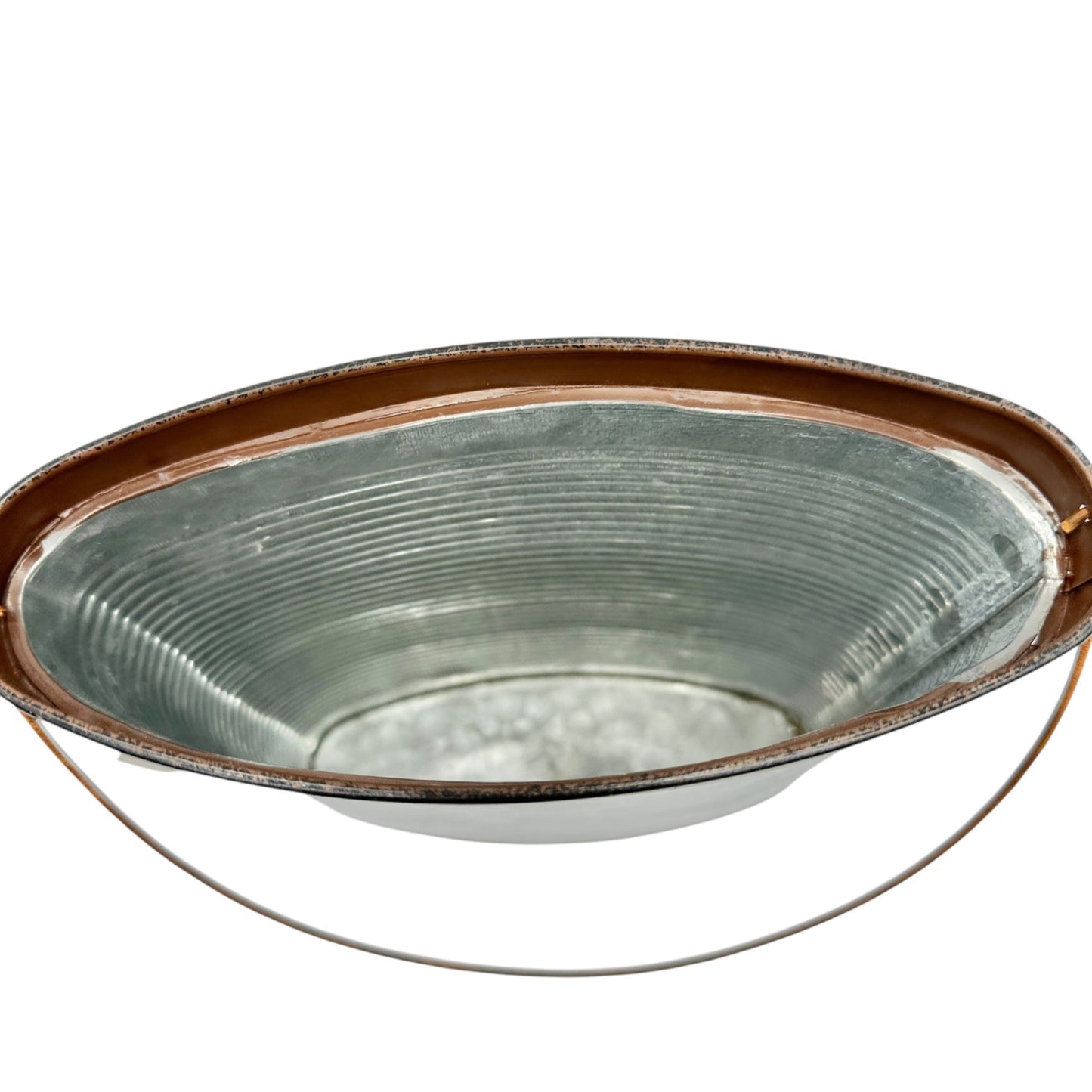 Transpac Galvanized Metal Containers Trio Rustic Oval Design Storage Buckets
