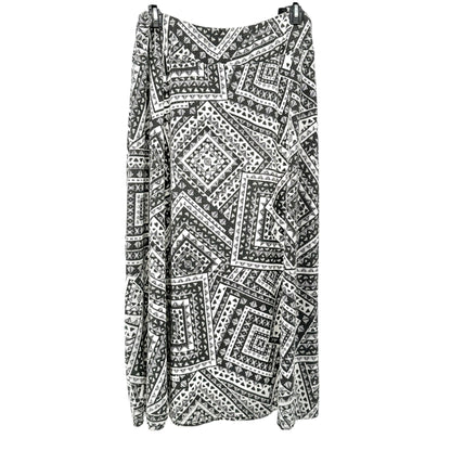 Jane Ashley Skirt Womens 1X Black White Geometric Print Poly Blend Elastic Waist