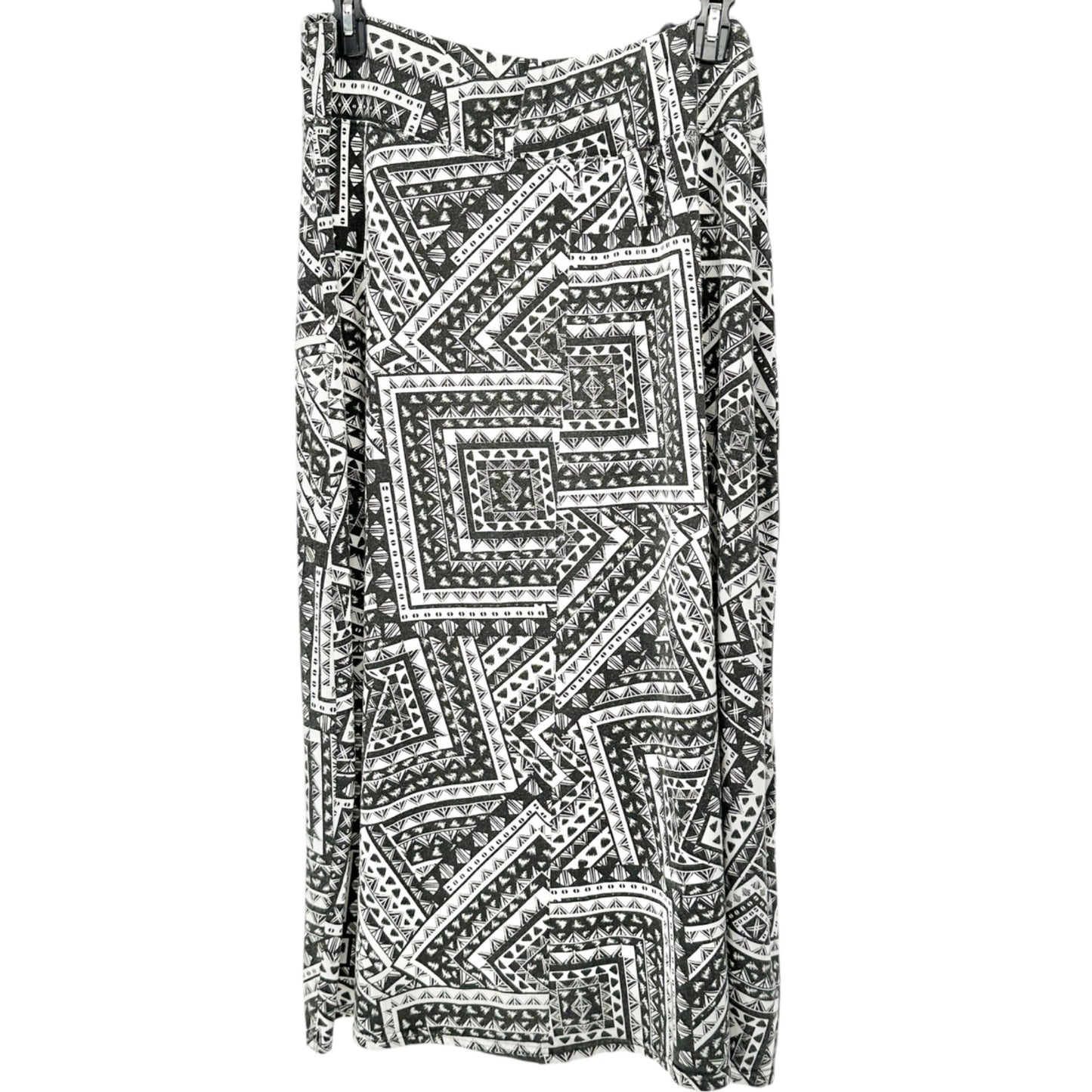 Jane Ashley Skirt Womens 1X Black White Geometric Print Poly Blend Elastic Waist