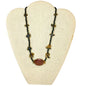 Handcrafted Beaded Necklace Brick Red & Gray Glass Stones Black Beads NEW