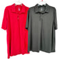 TWO George Mens XL 46-48 Polo Style Shirts 1 Red 1 Black Short Sleeve