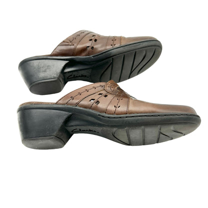 Clarks Bendables Clogs Social Ball 11M Brown Leather